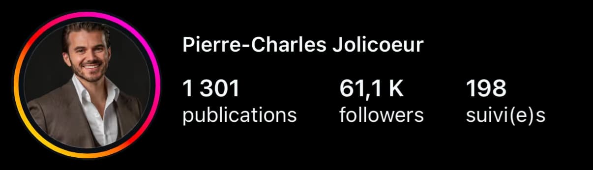 Pierre-Charles Jolicoeur sur Instagram : 1 301 publications, 61,1 K followers, 198 suivi(e)s